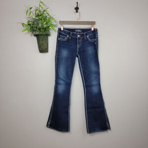 Silver Frances 22" Flare Bootcut Jeans Low Rise Dark Blue Western Cowgirl 27